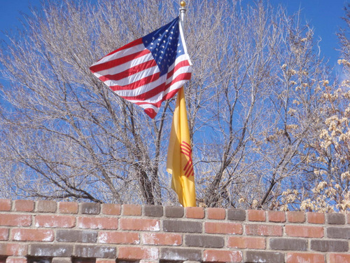 USA and New Mexico Flags.